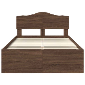 Sängram med huvudgavel Brun Ek 120 x 190 cm Massiv furu