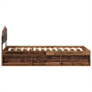 Sängram med huvudgavel Gammalt trä 100 x 200 cm Massiv furu