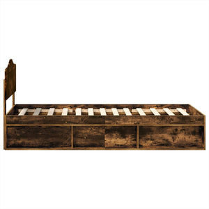 Sängram med huvudgavel Rökt ek 90 x 190 cm Massiv furu