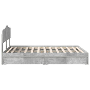 Förvaringssäng med låda Betonggrå 150 x 200 cm Konstruerat trä