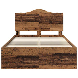 Sängram med huvudgavel Gammalt trä 135 x 190 cm Massiv furu