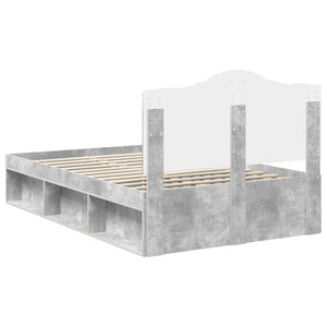 Sängram med huvudgavel Betong 120 x 190 cm Massiv furu