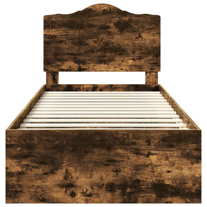 Sängram med huvudgavel Rökt ek 90 x 190 cm Massiv furu