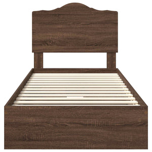 Förvaringssäng med låda Brun Ek 90 x 190 cm Konstruerat trä