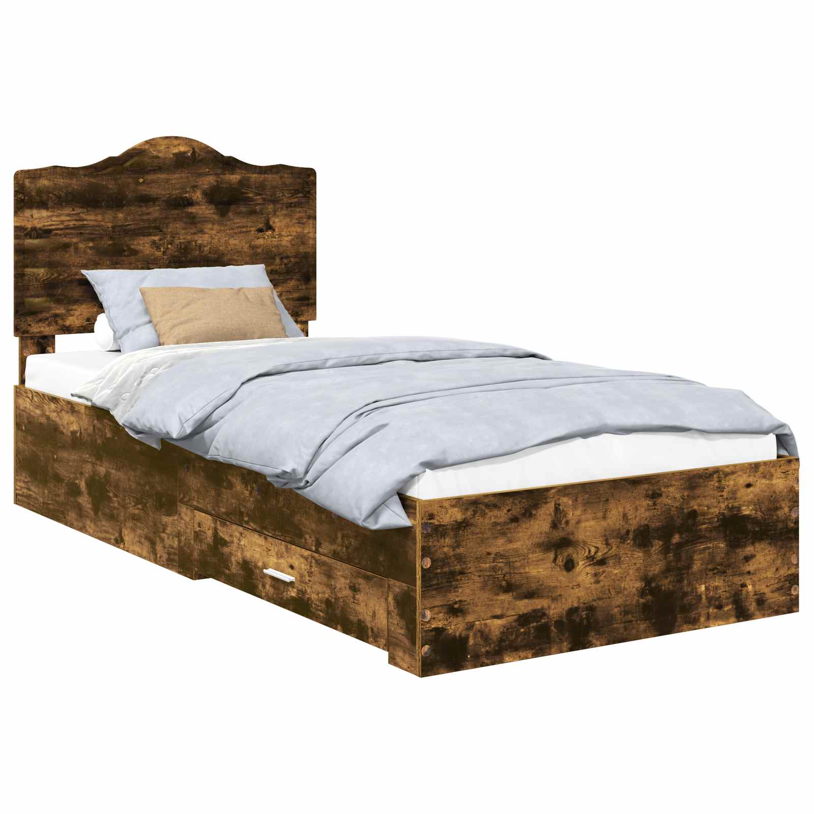 Sängram med låda Rökt ek 100 x 200 cm Konstruerat trä
