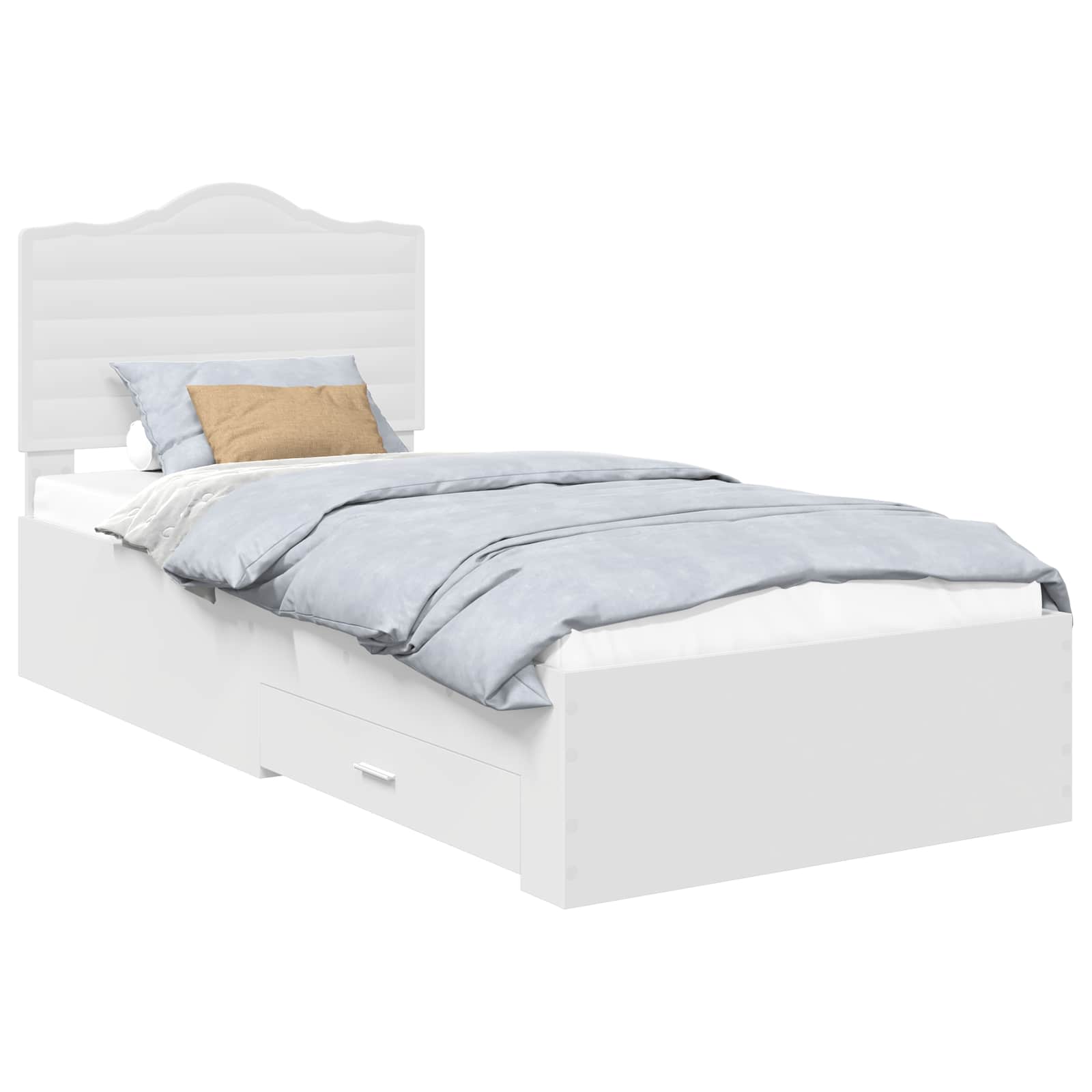 Sängram med låda med huvudgavel Vit 90 x 190 cm Konstruerat trä