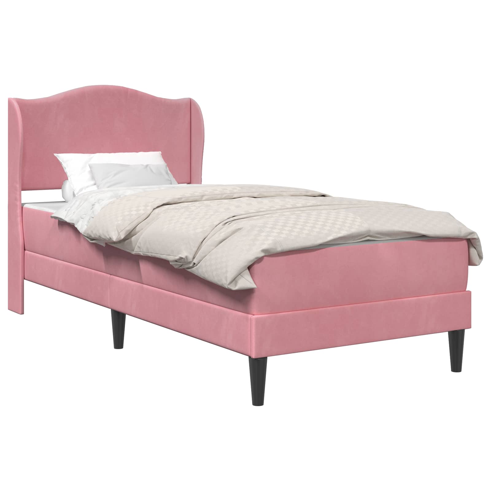 Sängram med huvudgavel Rosa 80 x 200 cm Sammet