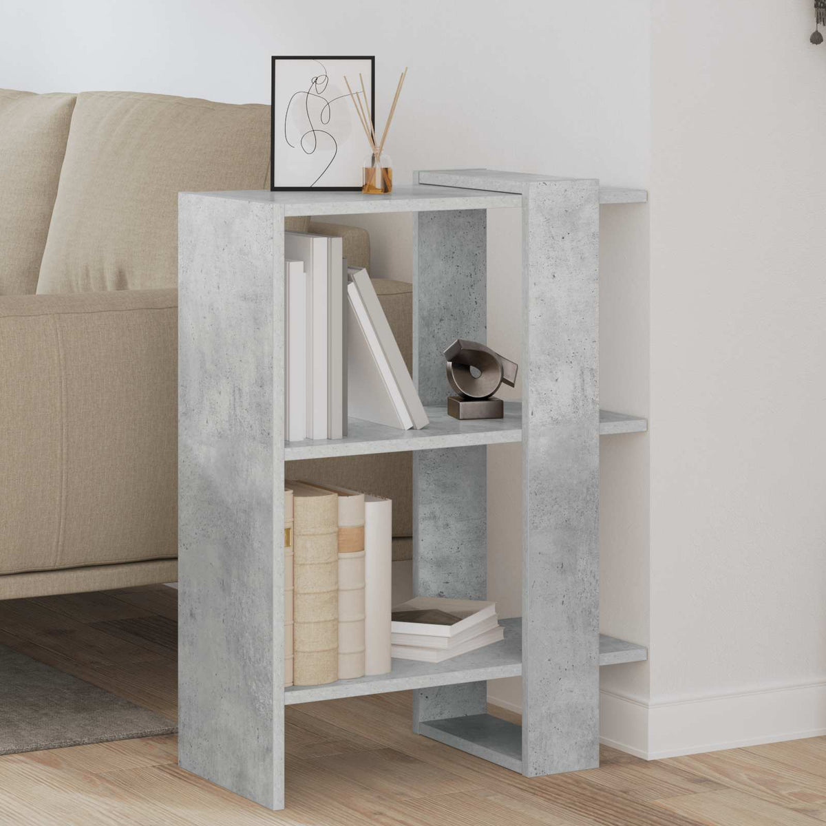Hyllsystem 2 nivåer 52 x 25 x 71,5 cm Konstruerat trä Betonggrå