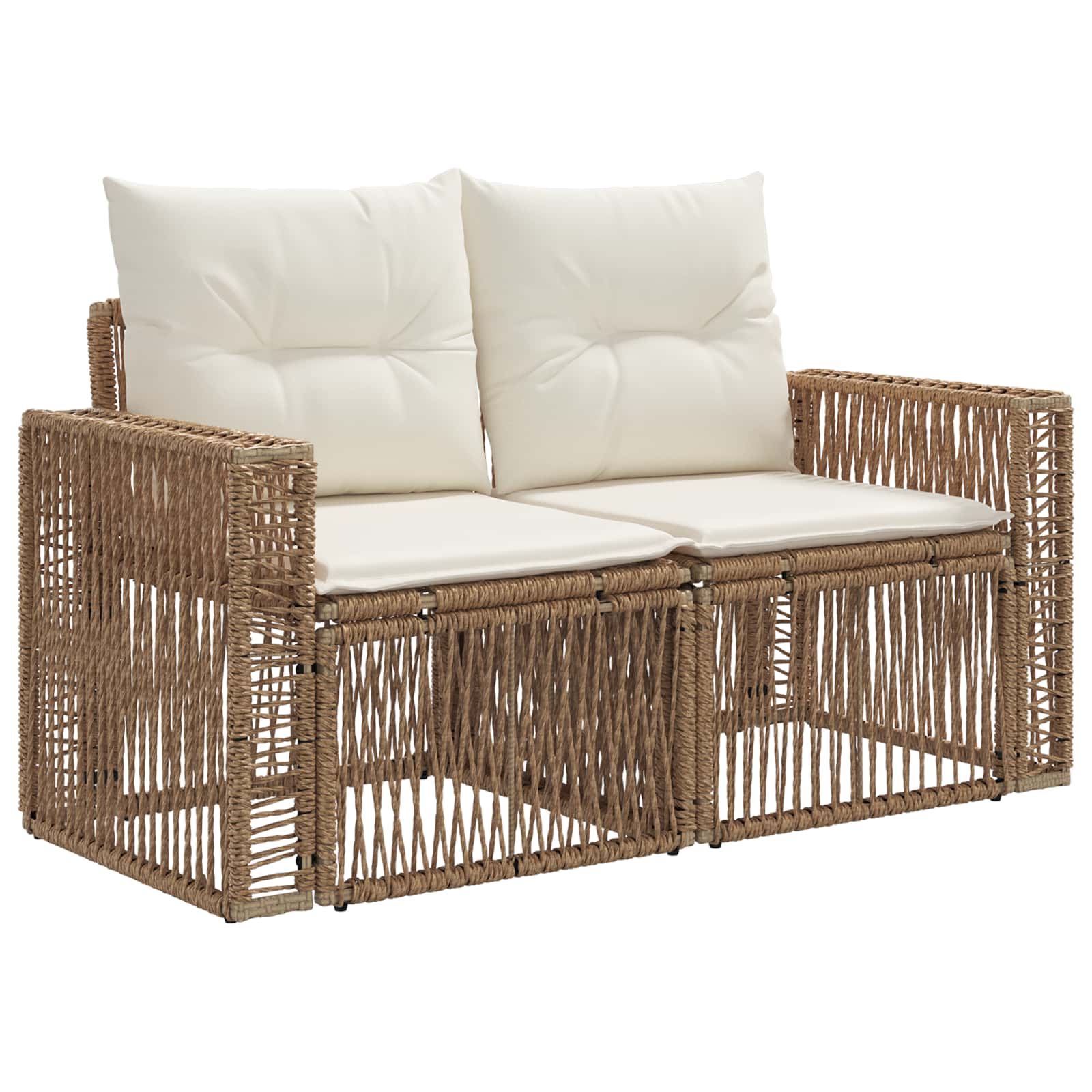 Trädgårdsoffa 2-Antal sittplatser Beige konstrotting