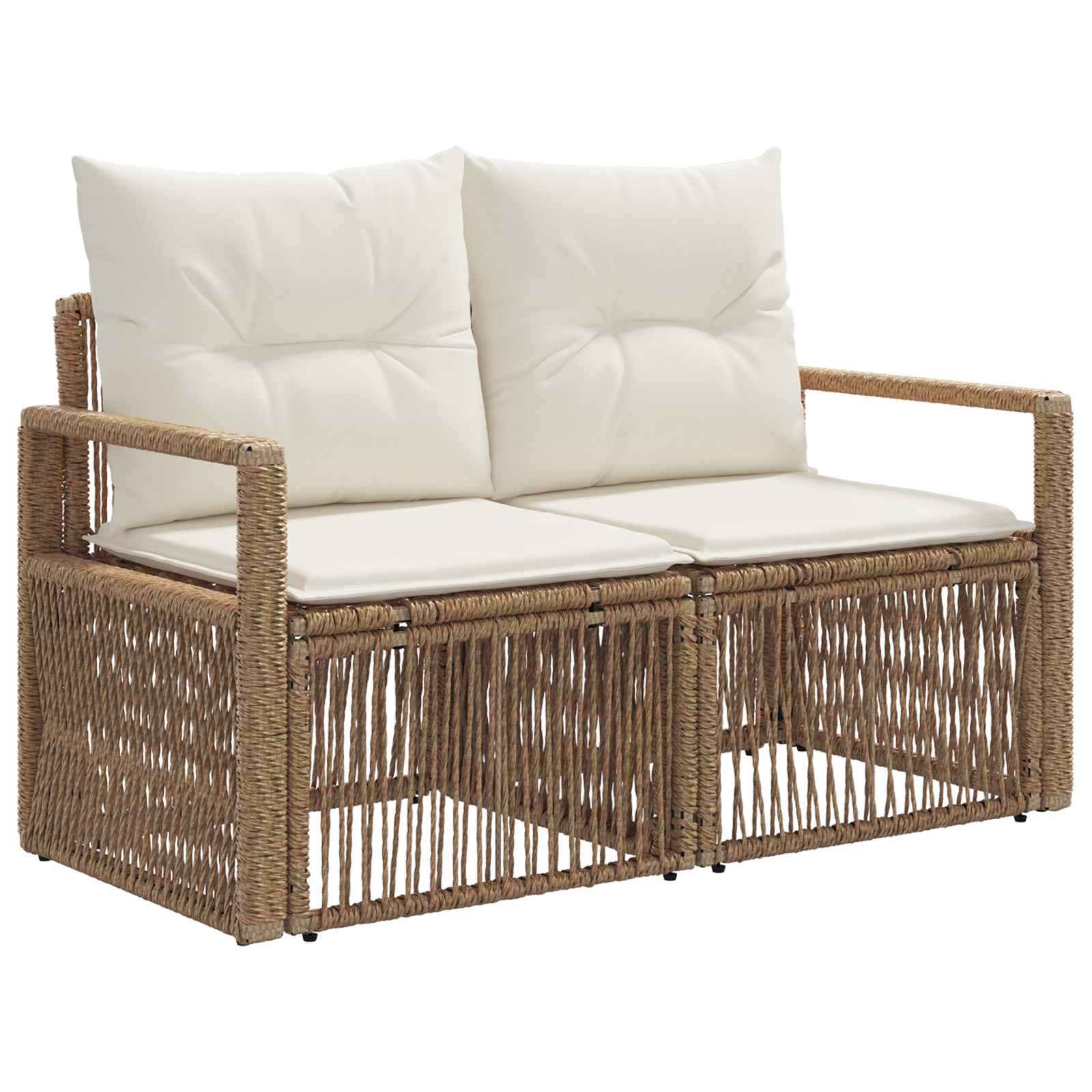 Trädgårdsoffa 2-Antal sittplatser Beige konstrotting