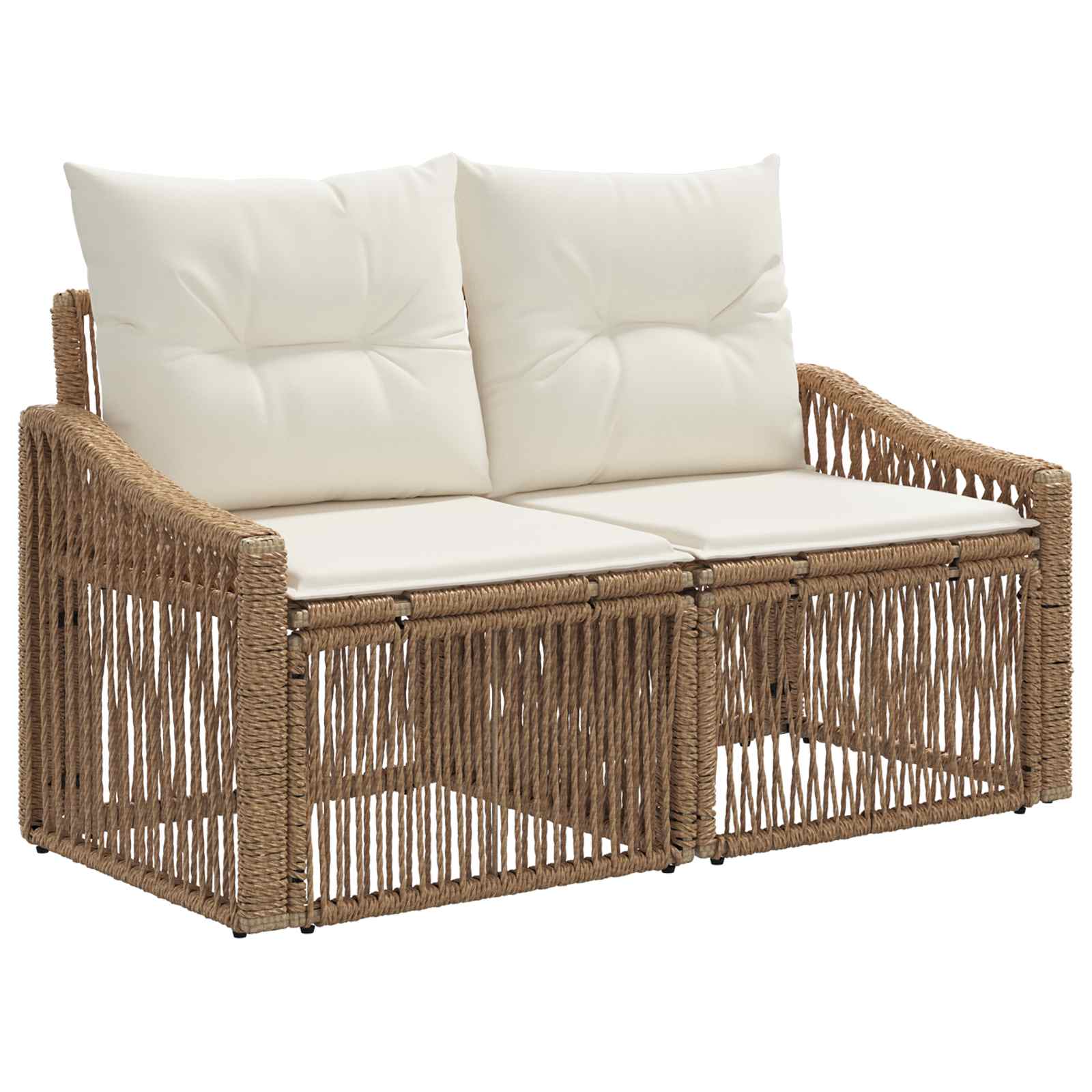 Trädgårdsoffa 2-Antal sittplatser Beige konstrotting