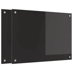 Köksplånbak 2 pcs Svart 70 x 50 cm härdat glas