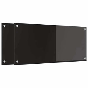 Köksplånbak 2 pcs Svart 90 x 40 cm härdat glas