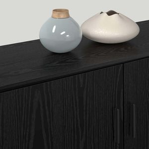 Väggmonterad TV-byrå Set 3 pcs Svart Ek 100 x 34,5 x 40 cm