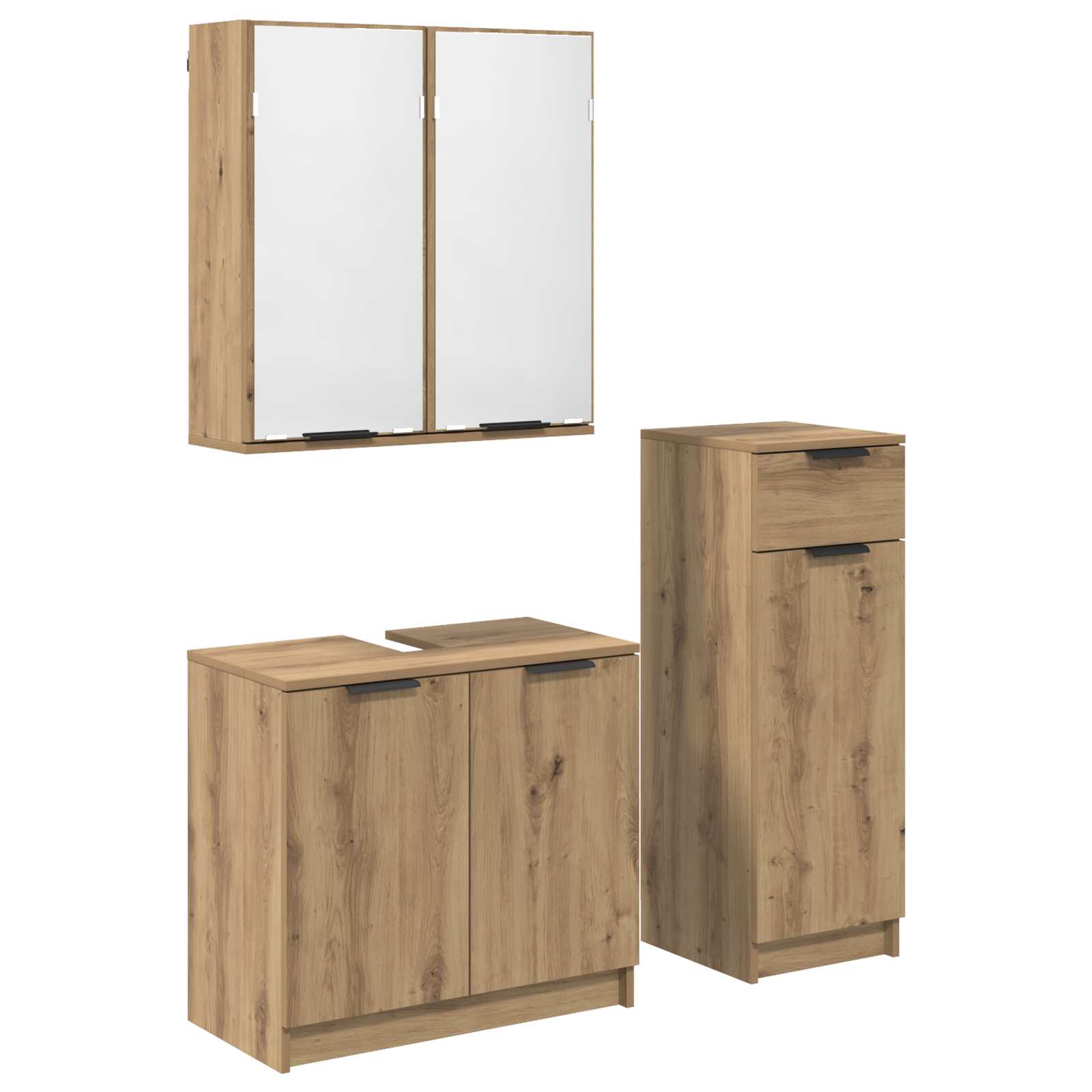 Badrumsmöbelset med låda 3 pcs Artisan Ek Konstruerat trä