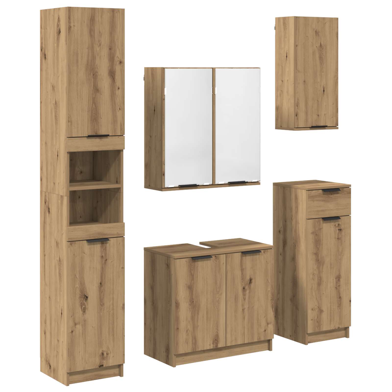 Badrumsmöbelset med låda 5 pcs Artisan Ek Konstruerat trä