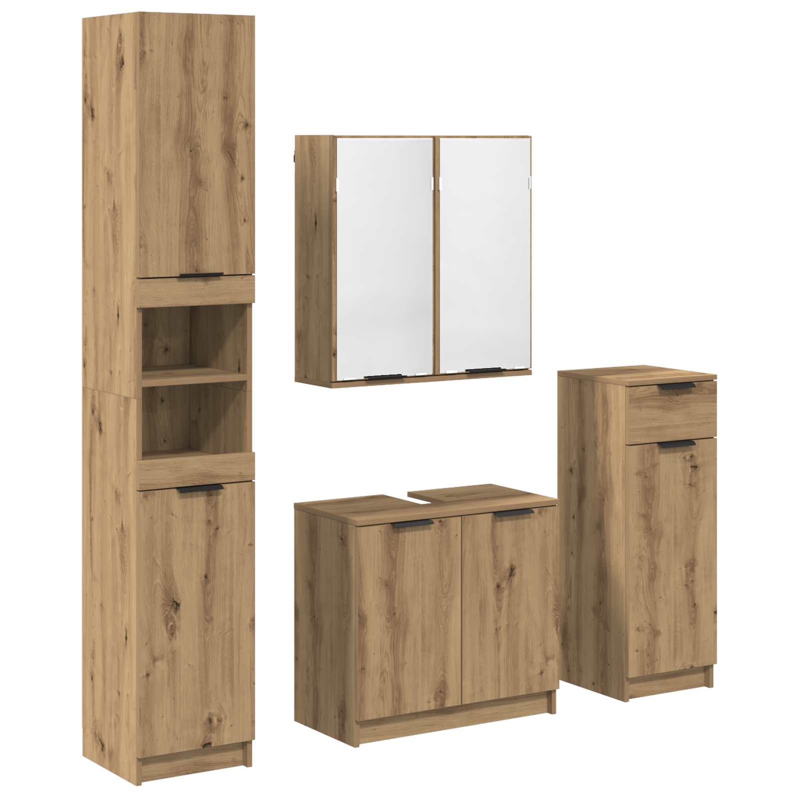Badrumsmöbelset med låda 4 pcs Artisan Ek Konstruerat trä