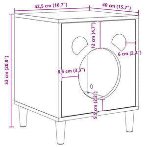Katt hus Rökt ek 42,5 x 40 x 53 cm Konstruerat trä