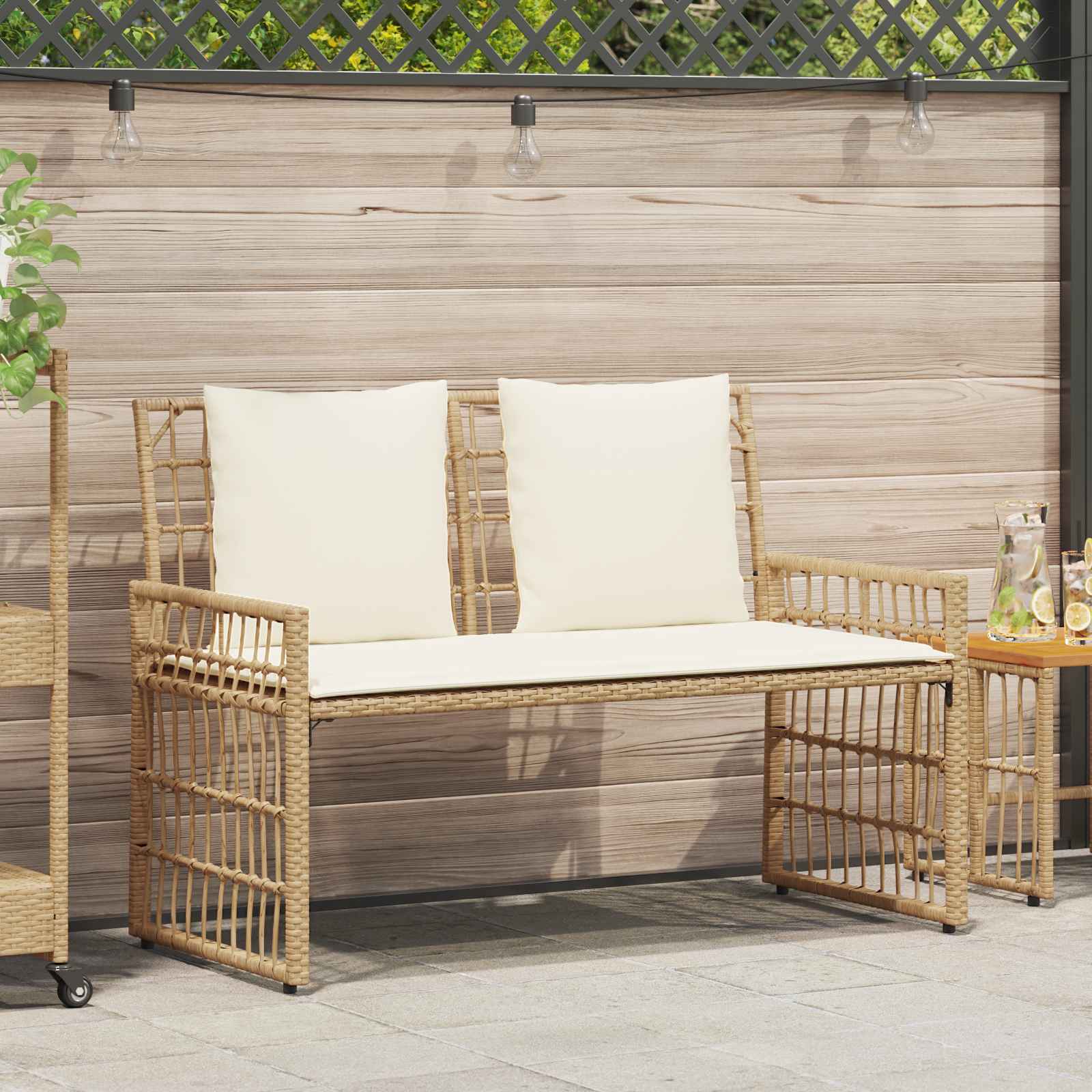 Utomhusbänk 2 -Seater 116 x 55 x 82 cm Stål och poly rattan