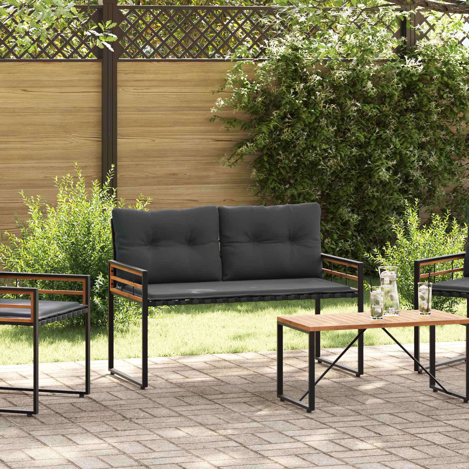 Trälagerssoffa 114 x 55 x 77 cm Dim grå Rektangulär