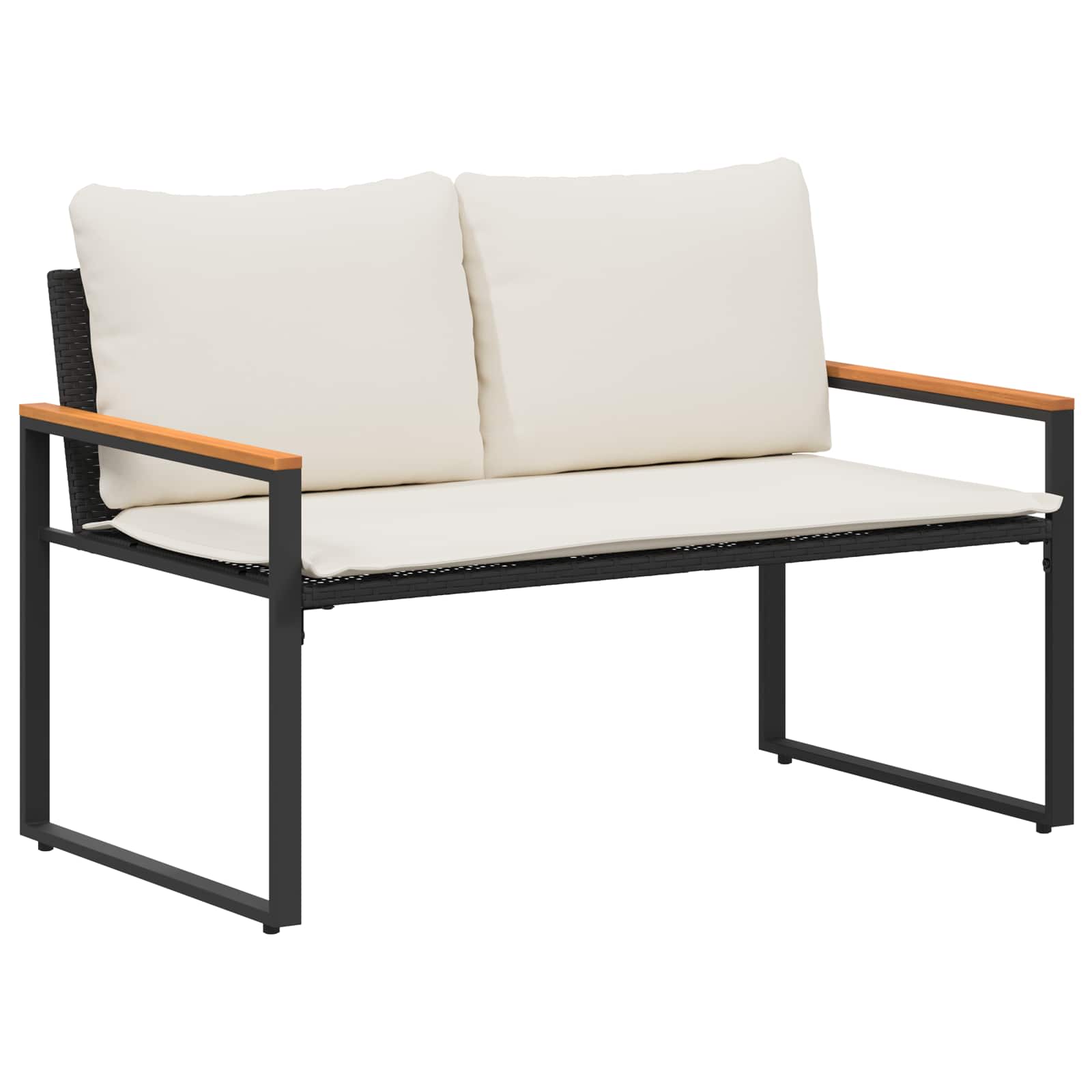 bänk med kudde Svart och krämvit 115 x 65 x 72 cm Rotting