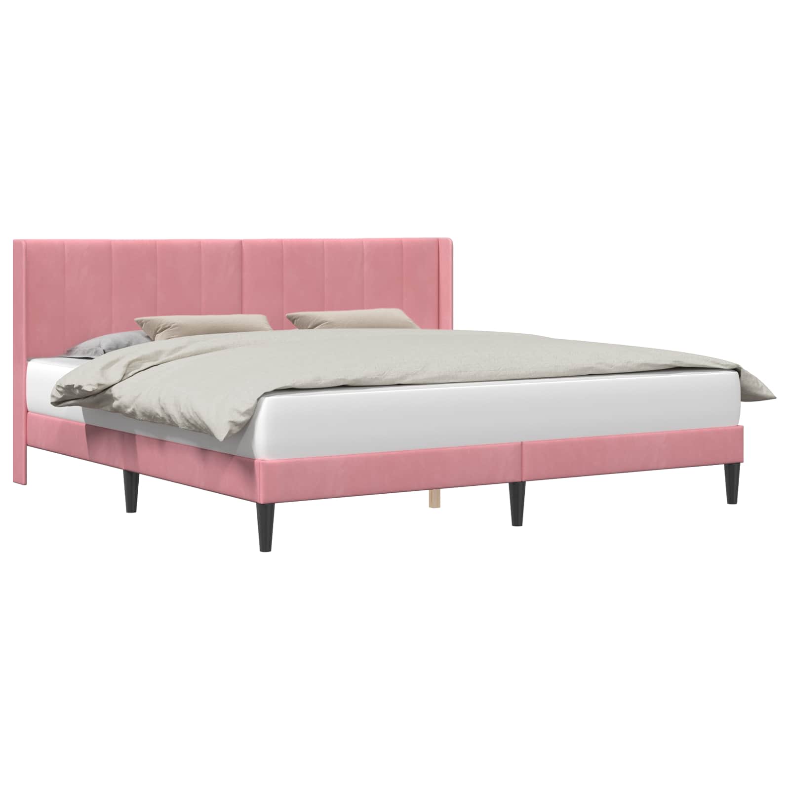 Sängram med huvudgavel Rosa 200 x 200 cm Sammet