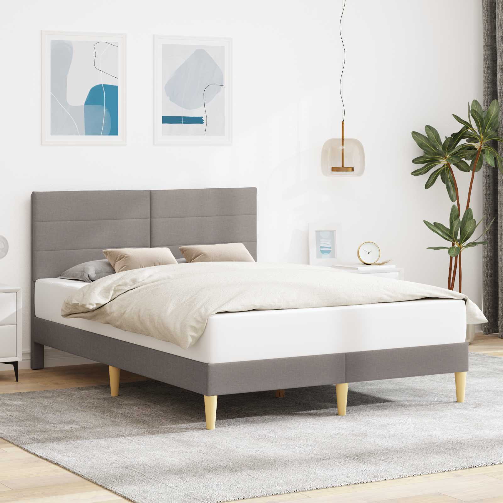 Sängram med huvudgavel Taupe 120 x 190 cm Tyg