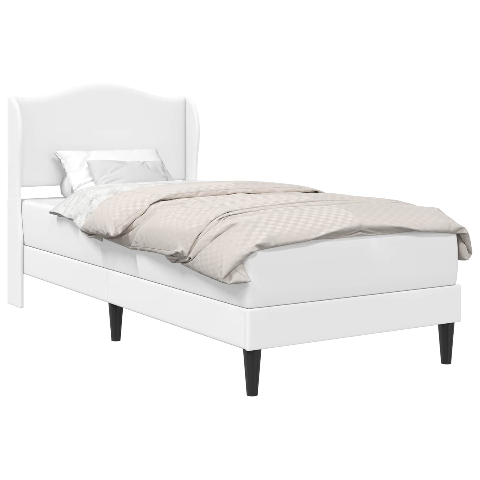 Sängram med huvudgavel Vit 90 x 190 cm Konstläder