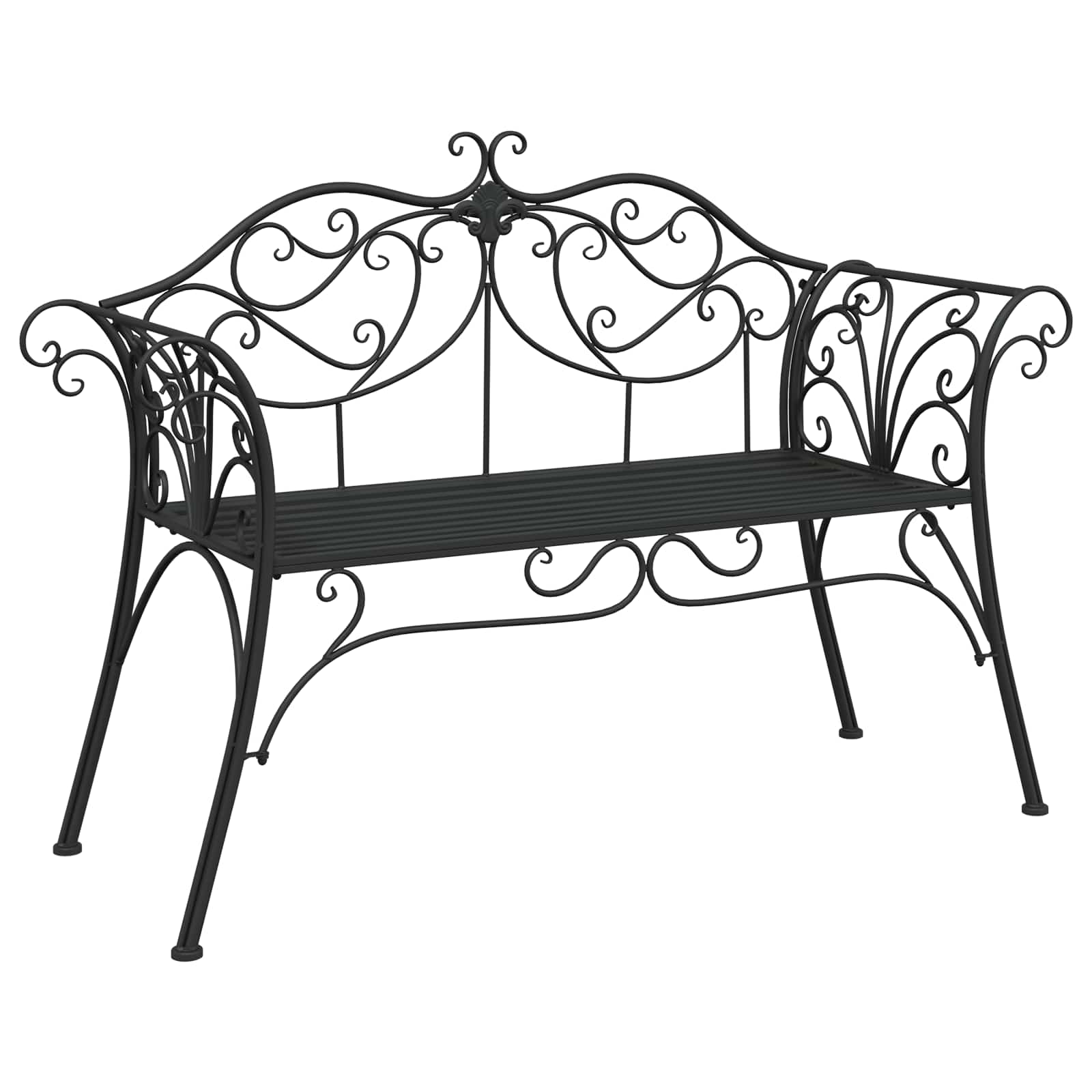 Trädgårdsbänk 2-Antal sittplatser 130 x 47 x 90 cm Stål Svart