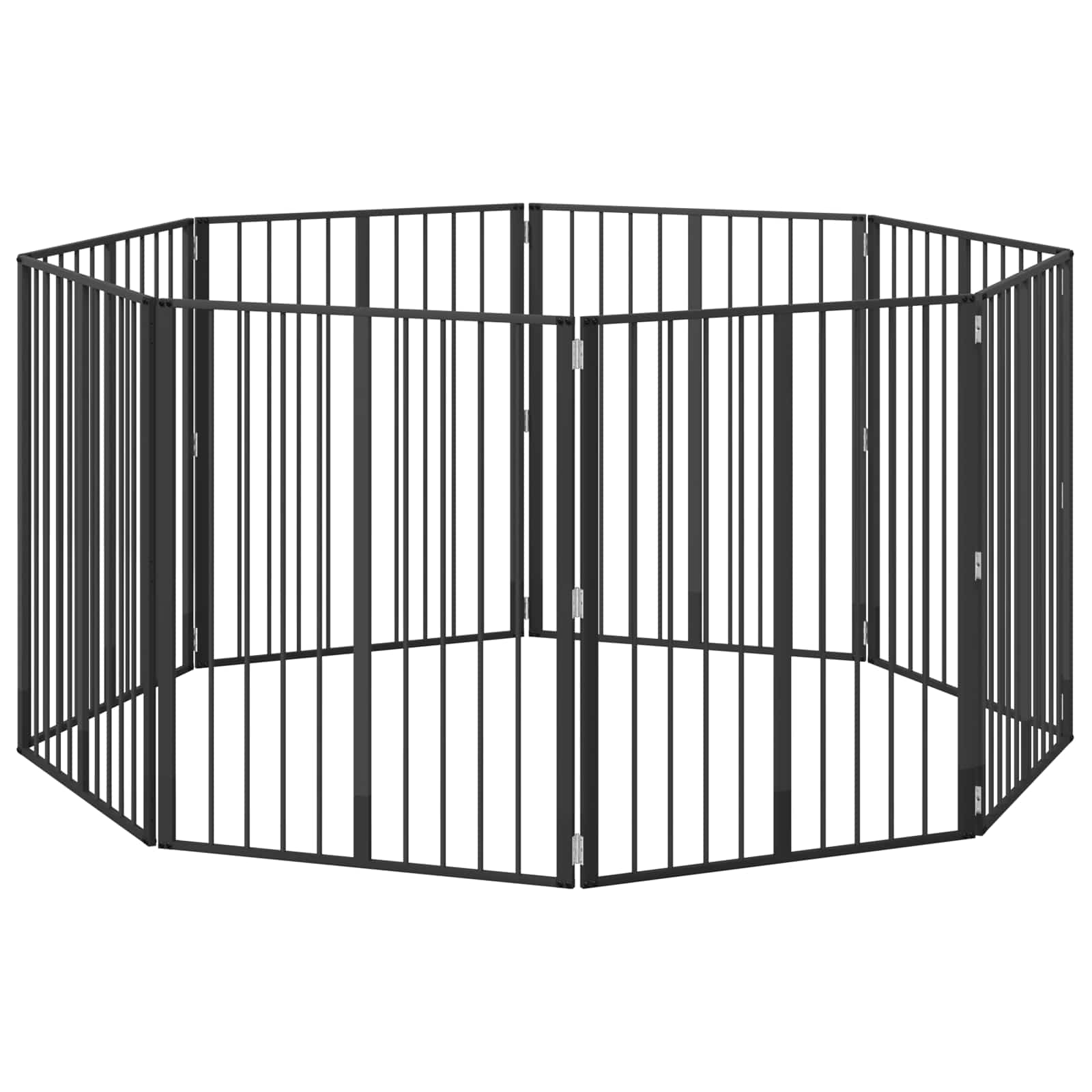 Hundgrind 8 pcs Svart 80 x 100 cm Galvaniserat Stål
