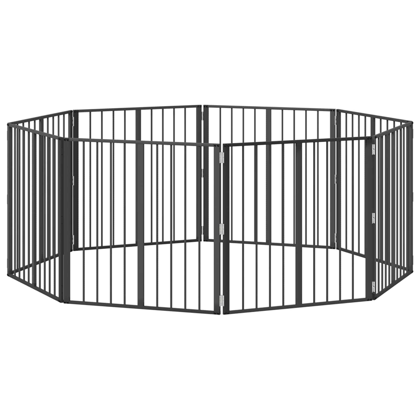 Hundgrind 8 pcs Svart 80 x 80 cm Galvaniserat Stål