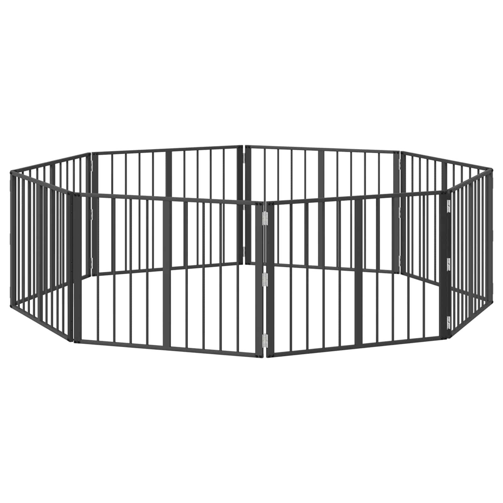 Hundgrind 8 pcs Svart 80 x 60 cm Galvaniserat Stål
