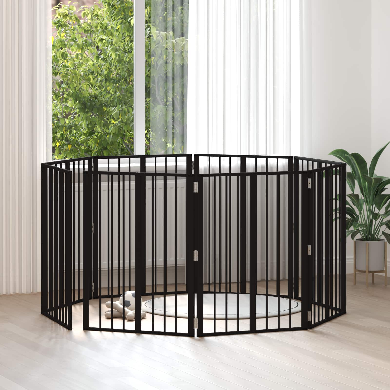 Hundgrind 8 pcs Svart 60 x 80 cm Galvaniserat Stål