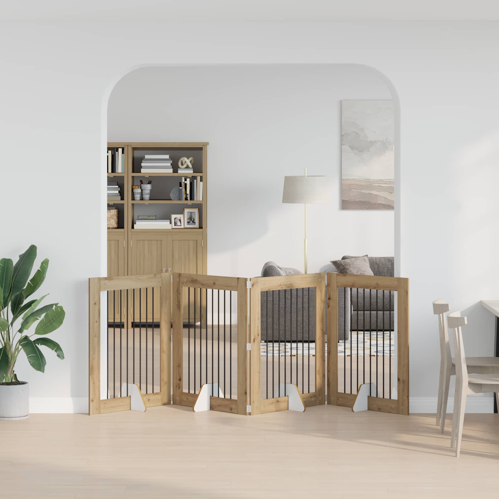 Fällbar hundgrind med stativ 4 st Artisan-ek 321 cm