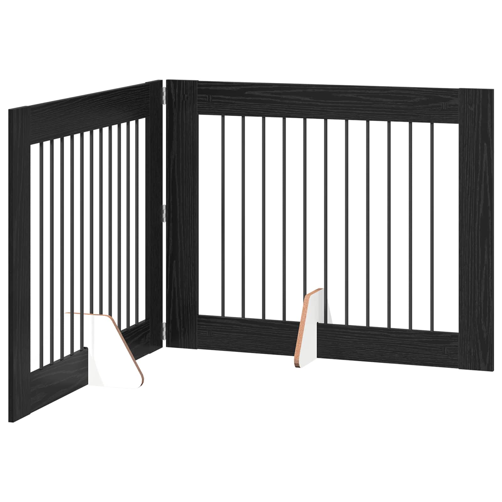 Fällbar hundgrind med stativ 2 st Svart ek 200,5 cm