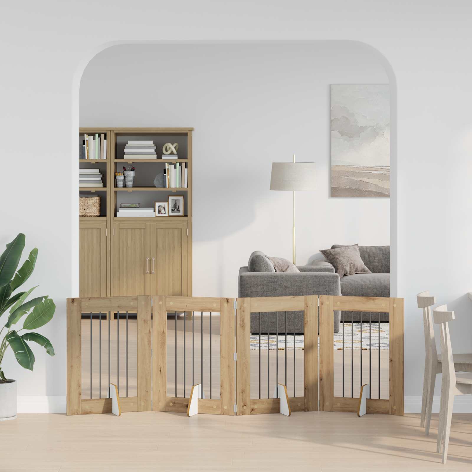 Fällbar hundgrind med stativ 4 st Artisan-ek 241 cm