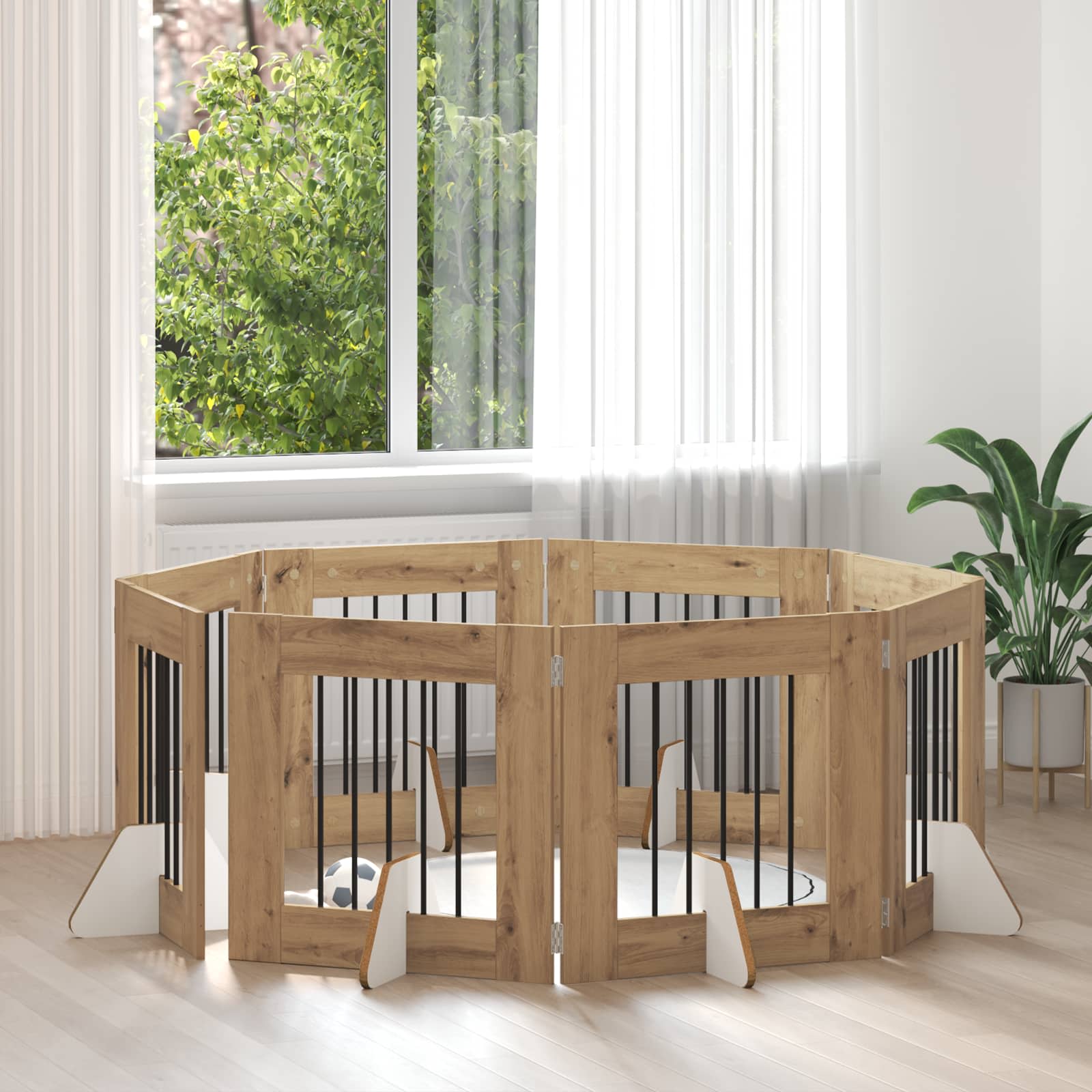 Fällbar hundgrind med stativ 8 st Artisan-ek 60 cm