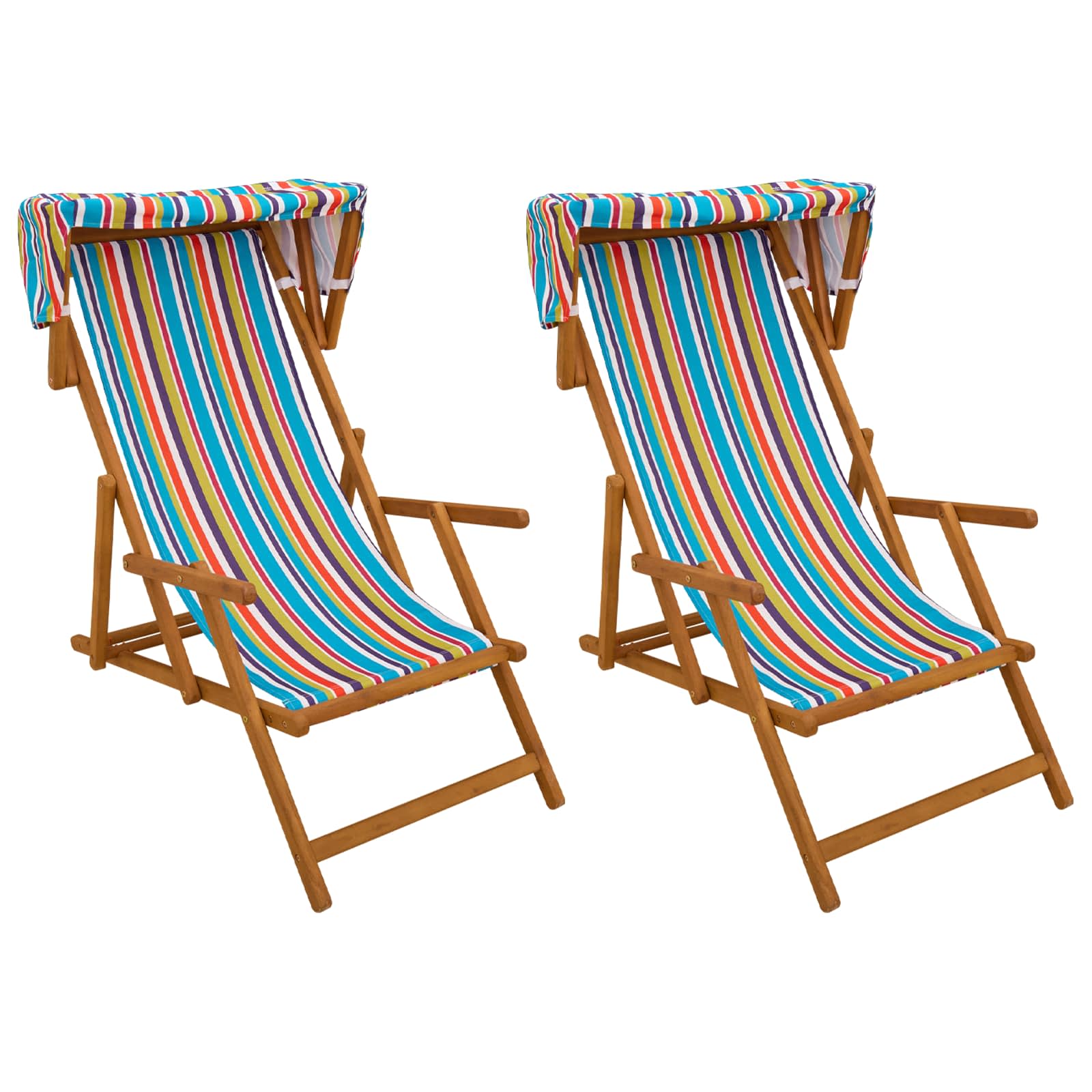 Deck Chair 2 st 3 Position Massiv Eukalyptus Trä