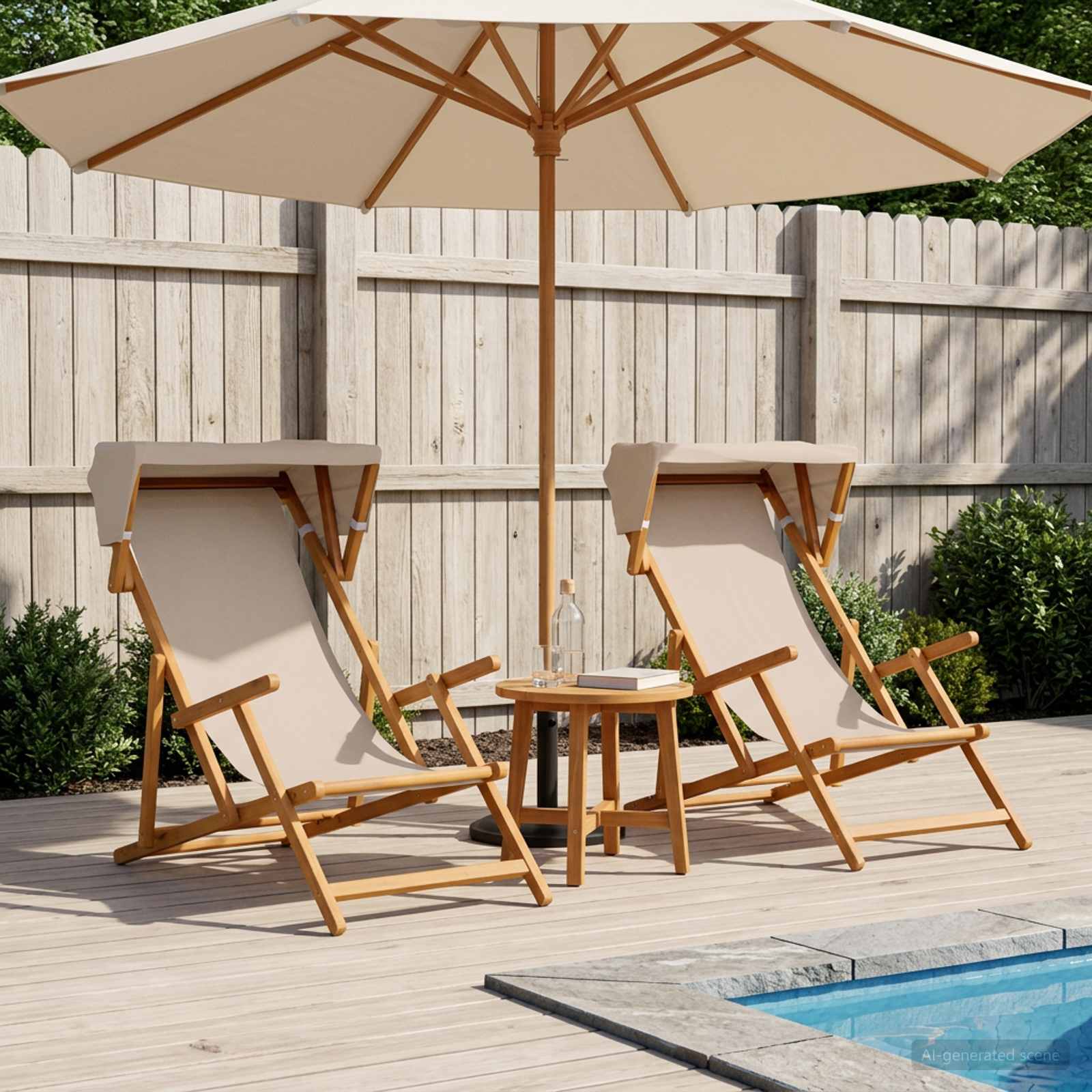 Deck Chair 2 st 3 Position Massiv Eukalyptus Trä Beige