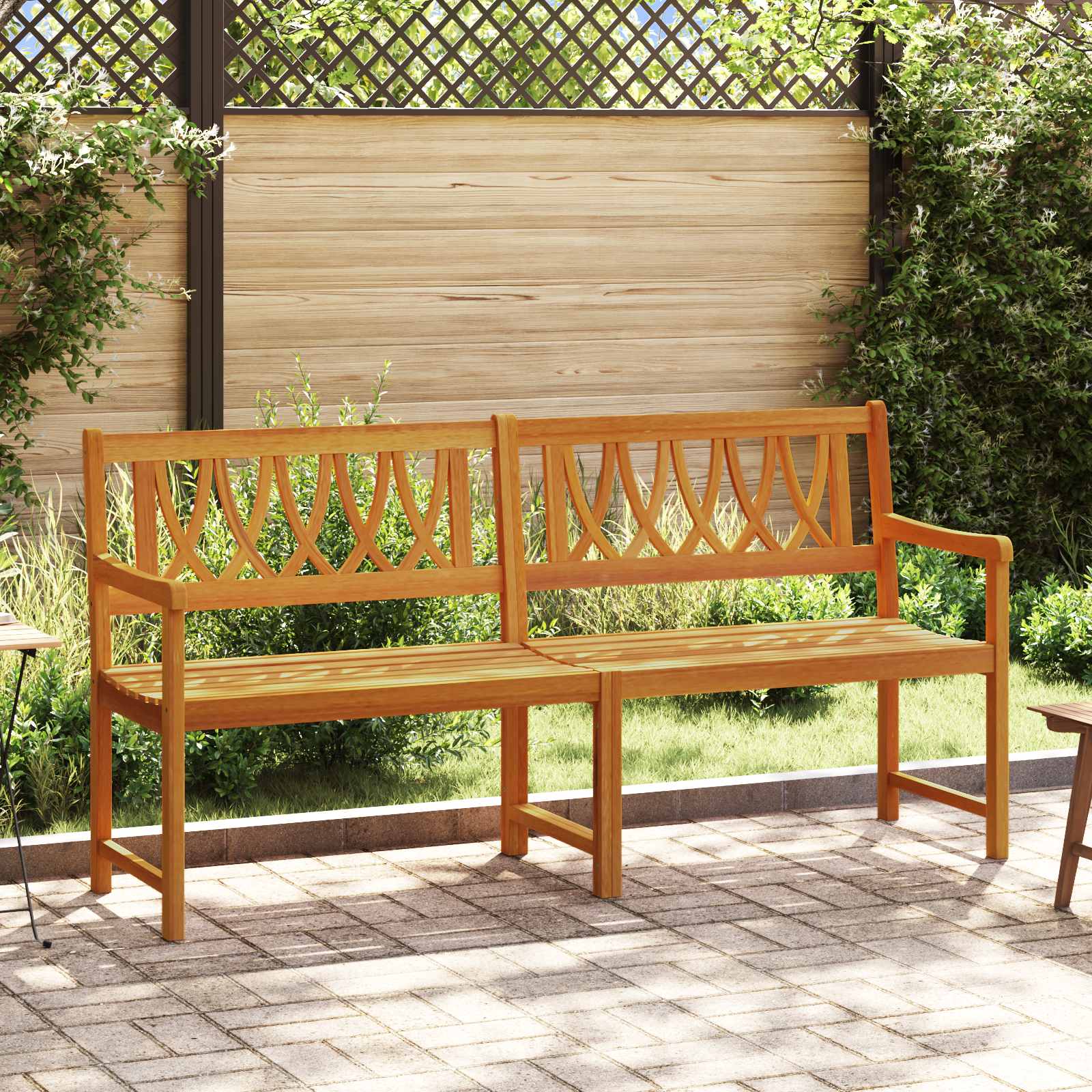 Utomhusbänk Naturlig 180 x 55,5 x 90 cm Massivt Akaciaträ