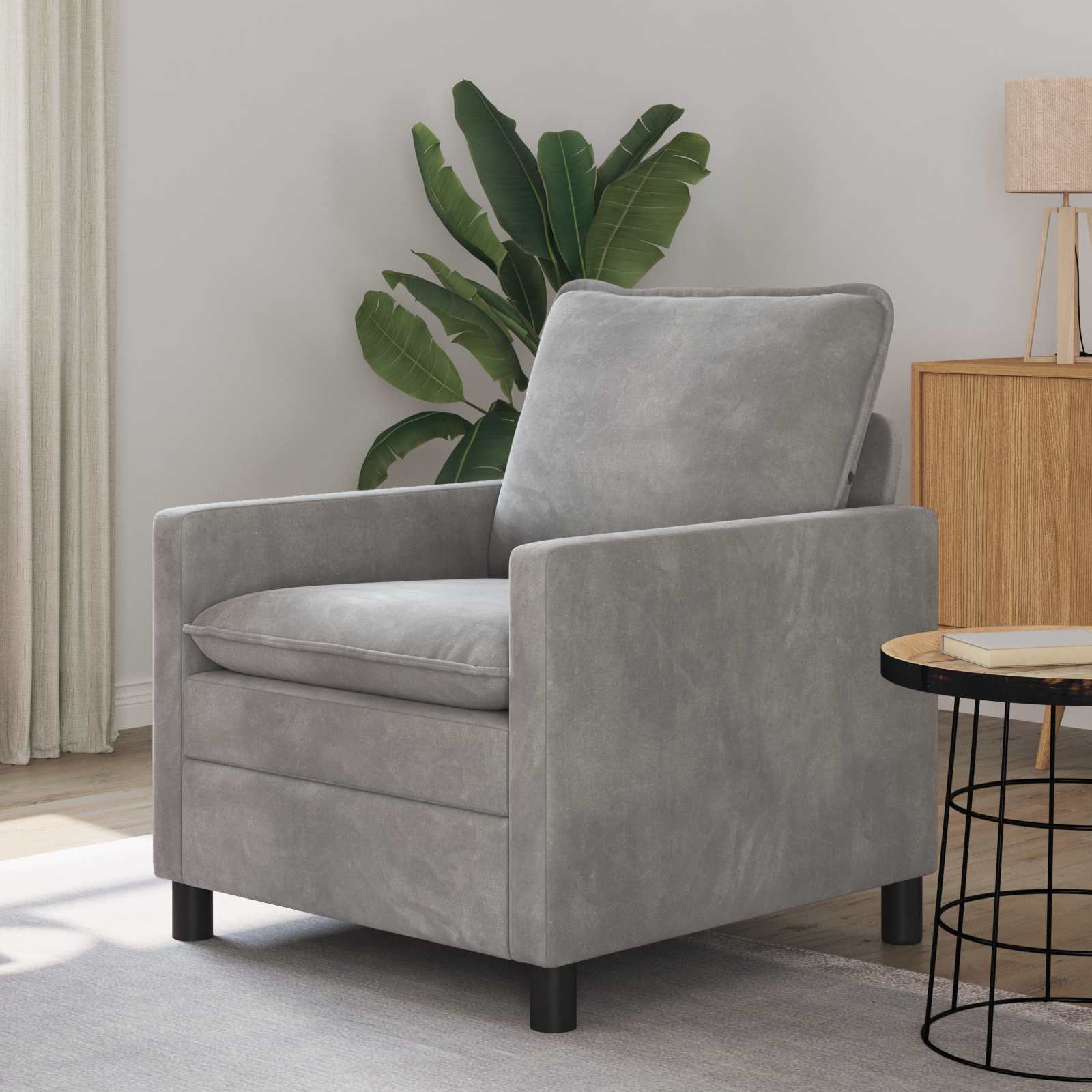 Soffa Ljusgrå 76 x 81 x 87,5 cm Sammet
