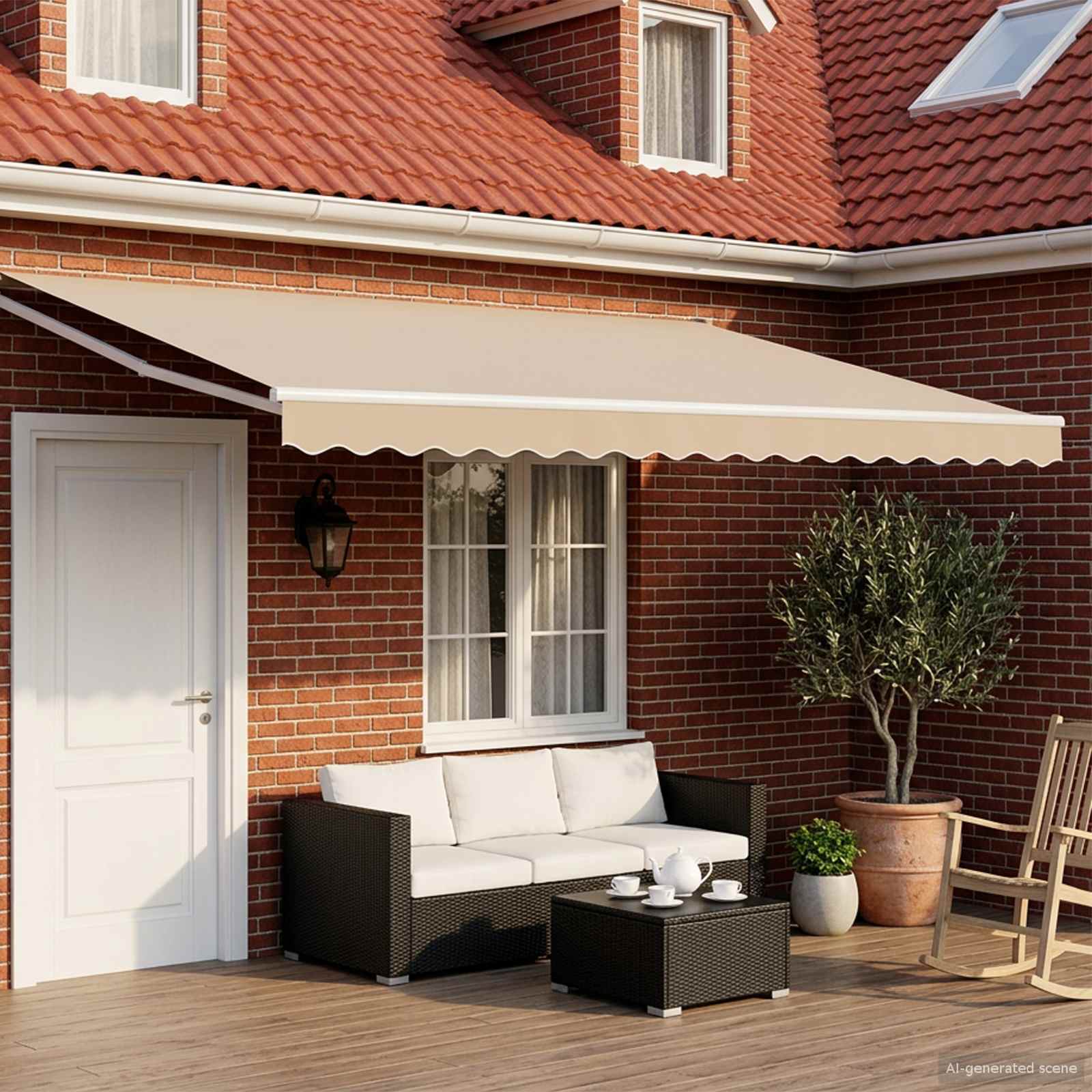 Utdragbar markis Beige 4 x 2 m Polyester och metall