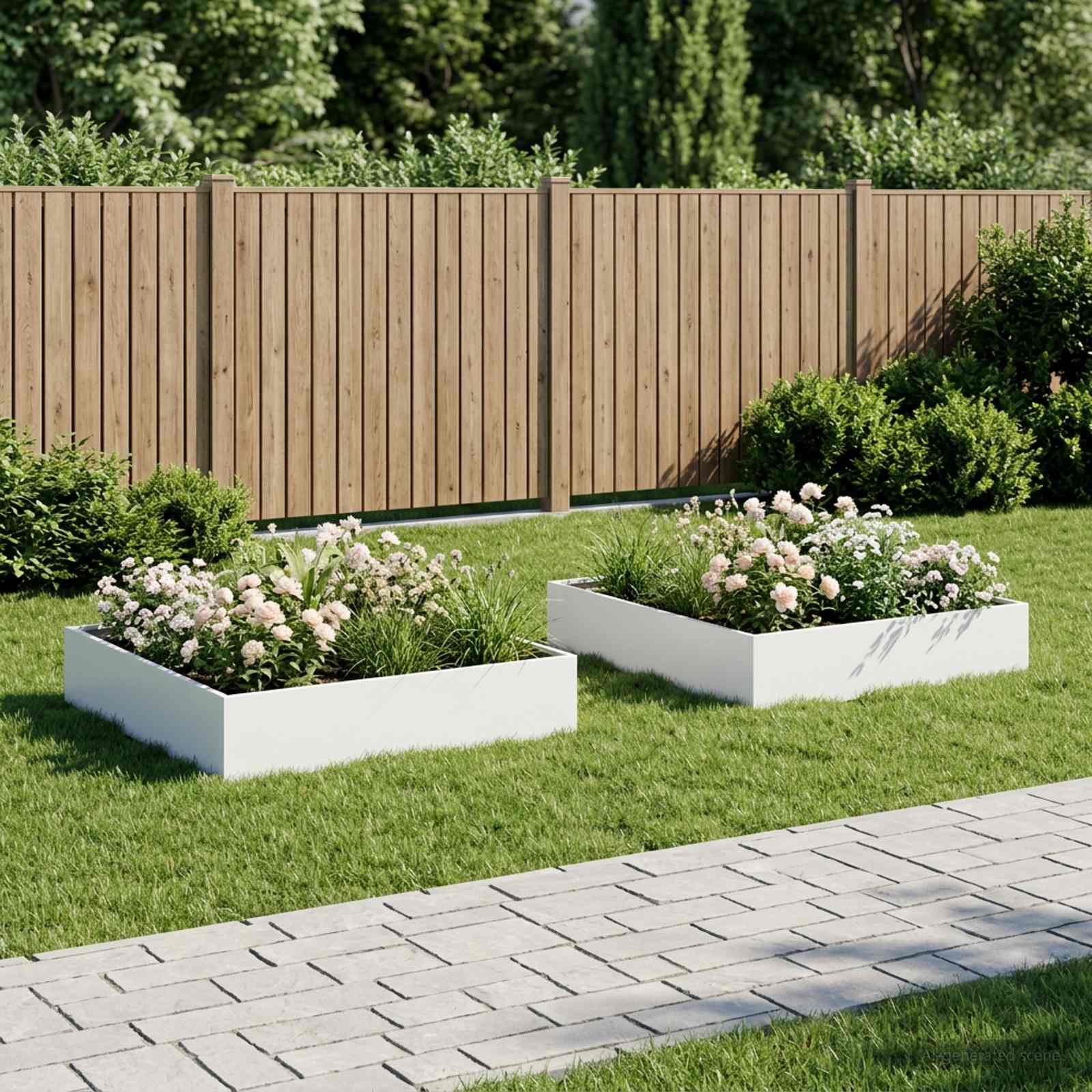 Trädgårdsplanterare 2 st Vit 100 x 100 x 20 cm Kallvalsat stål