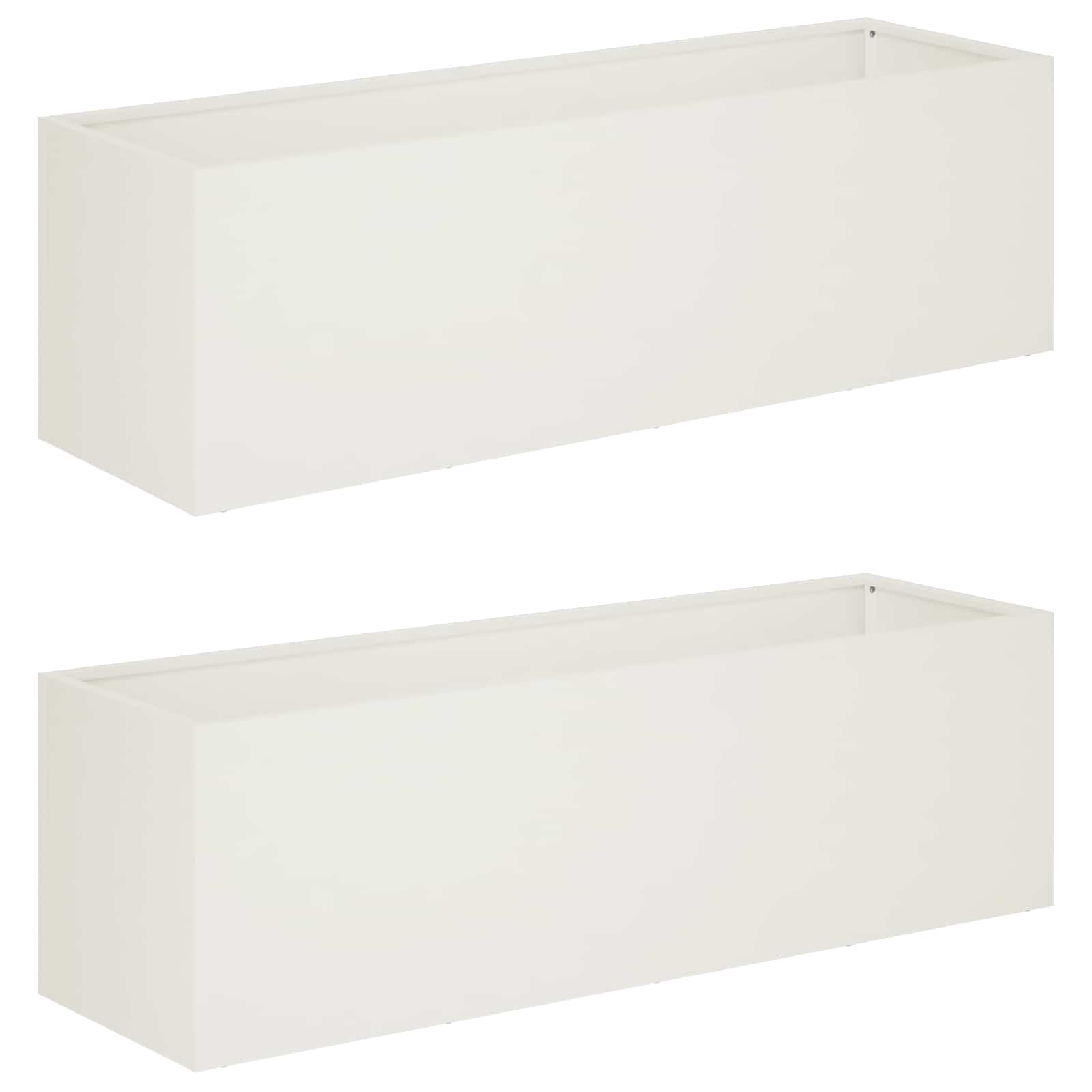 Trädgårdsplanterare 2 st Vit 100 x 30 x 30 cm Kallvalsat stål