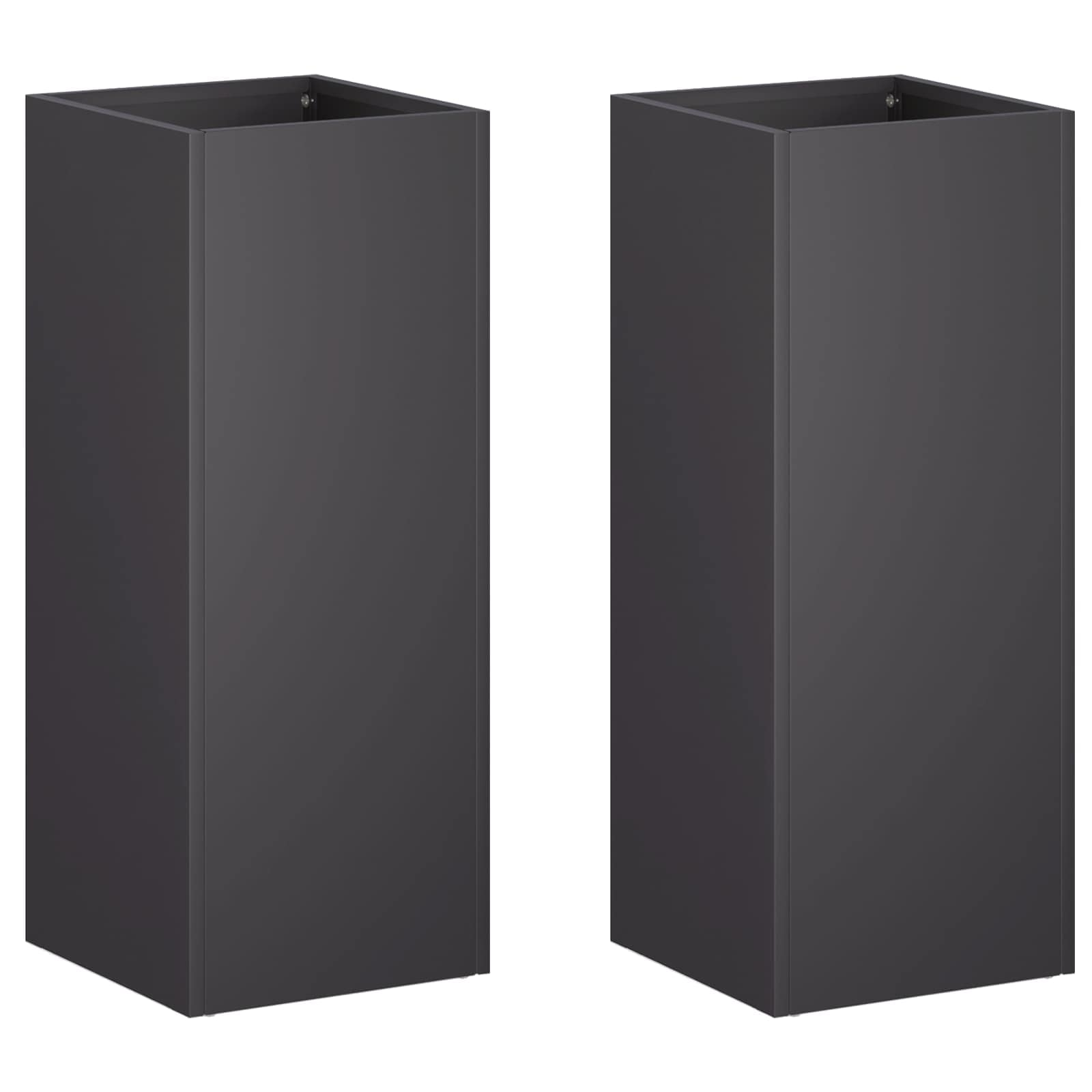 Trädgårdsplanterare 2 st Svart 20 x 20 x 50 cm Kallvalsat stål