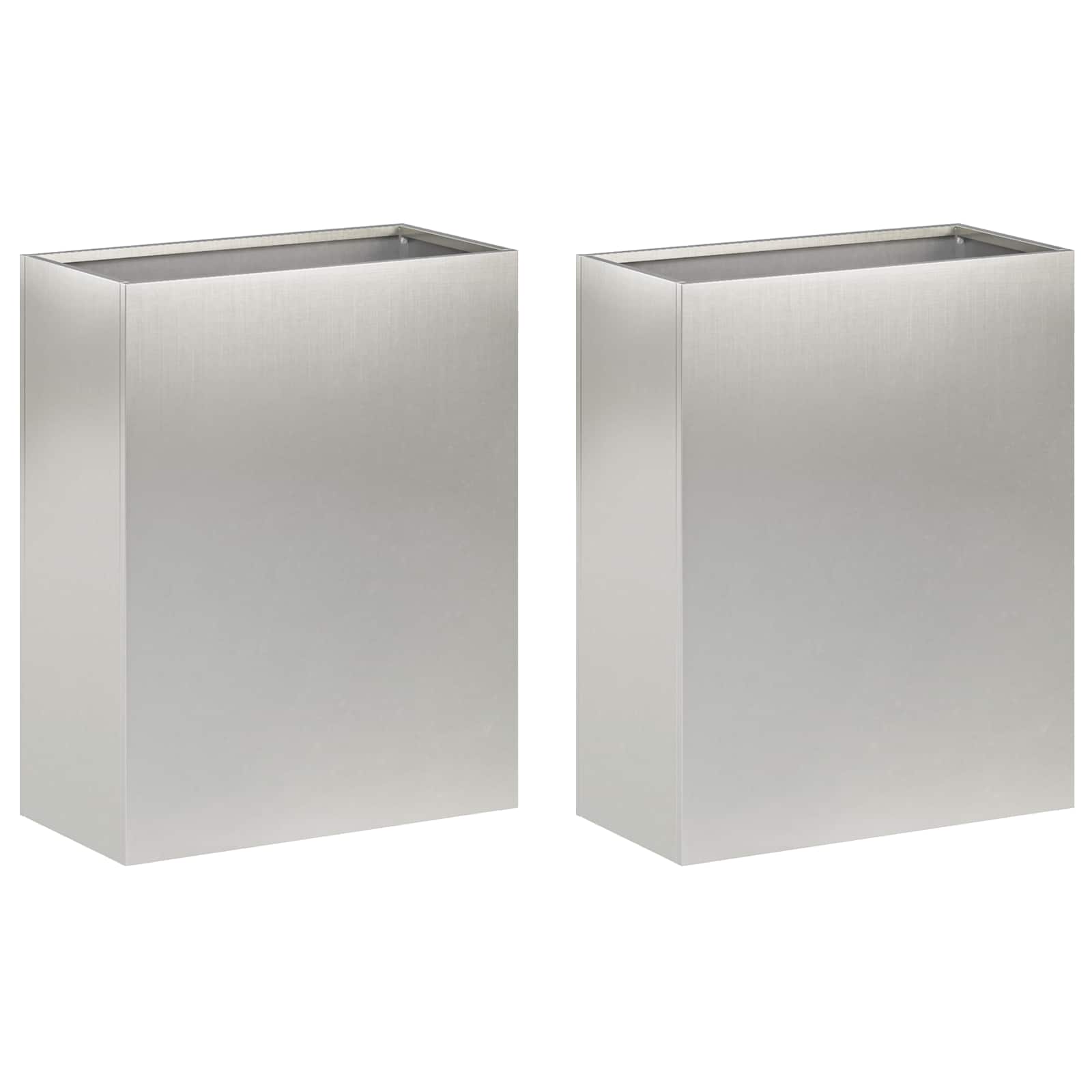 Trädgårdsplanterare 2 st Silver 40 x 20 x 40 cm Rostfritt stål