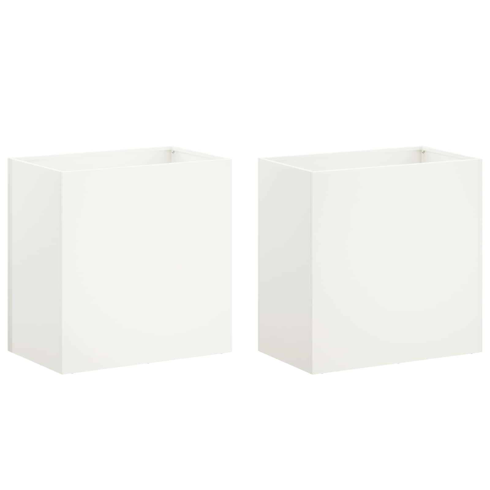 Trädgårdsplanterare 2 st Vit 50 x 30 x 40 cm Kallvalsat stål