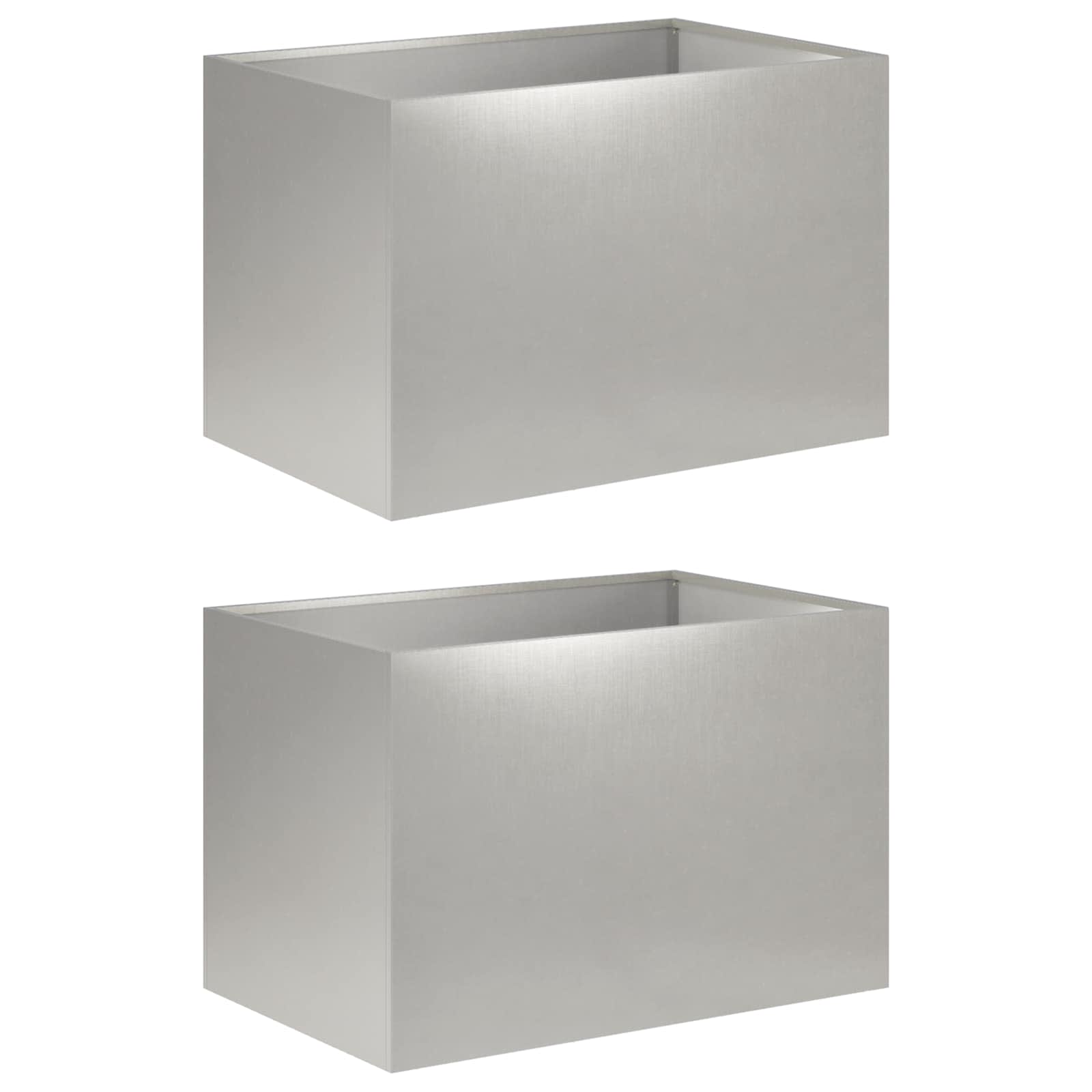 Trädgårdsplanterare 2 st Silver 50 x 40 x 40 cm Rostfritt stål