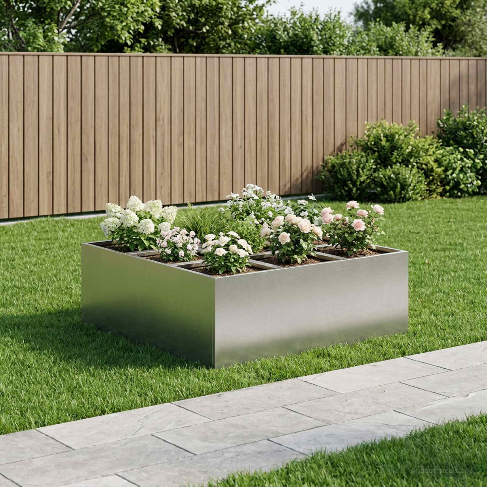 Trädgårdsplanterare Silver 100 x 100 x 40 cm Rostfritt stål