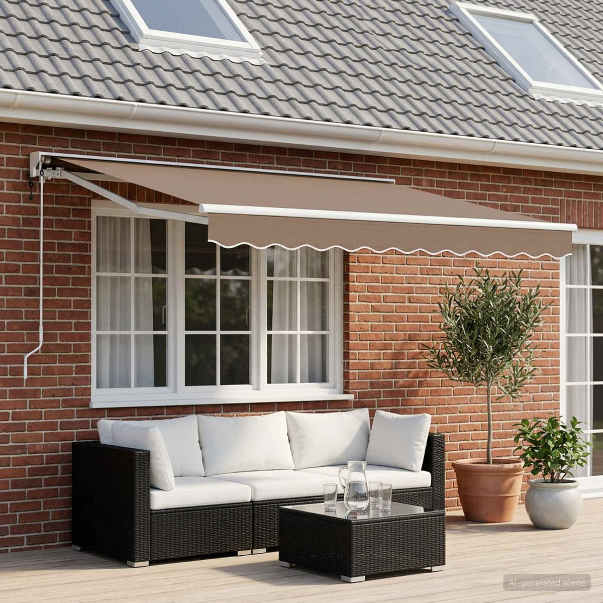Utdragbar markis Taupe 4 x 2 m Polyester och aluminium